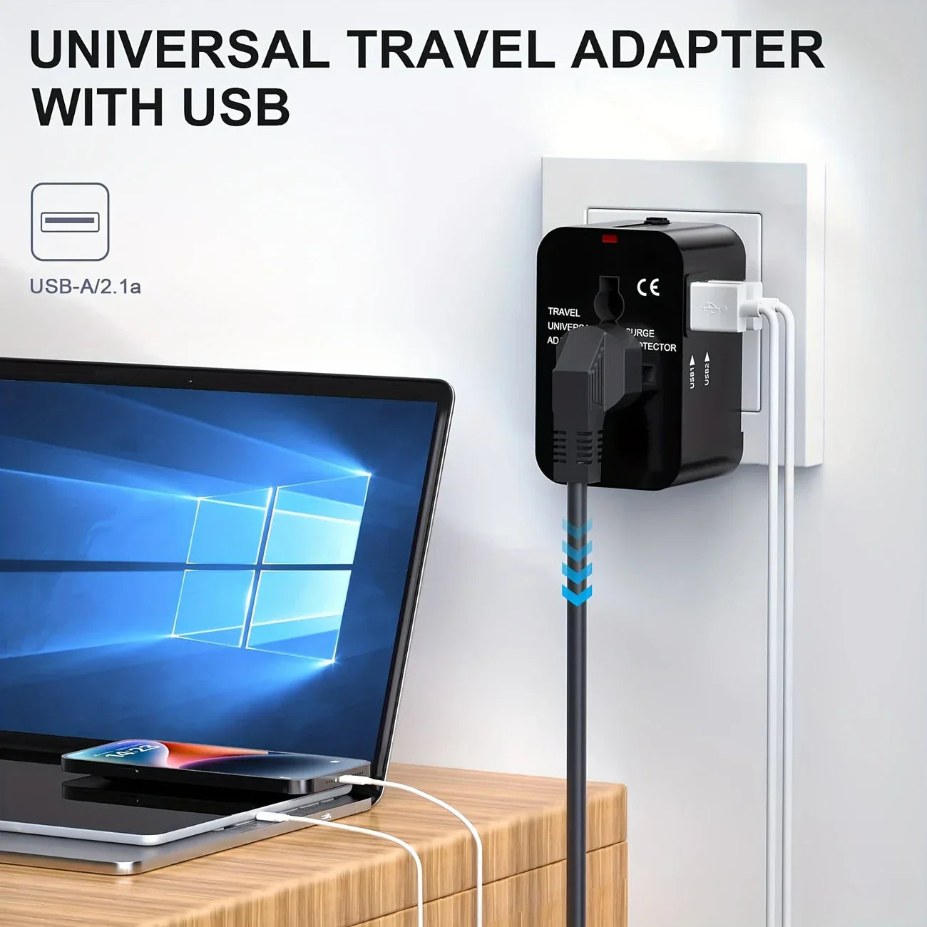 🔌 Universal Travel Adapter with Surge Protection – All-in-One International Plug Converter for 150+ Countries – Smart Charging & Surge Guard - DoorAndSteps E Commerce 