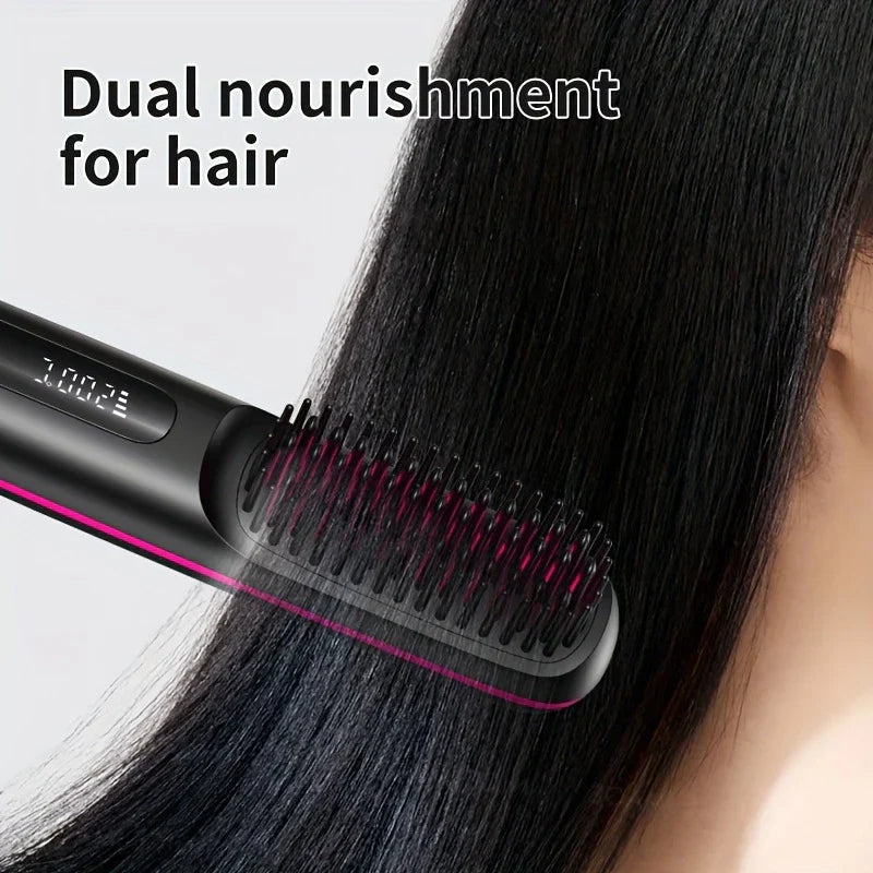 💇‍♀️ Portable & Cordless Hair Straightener Comb – Fast Heating, Anti-Scald Design, LED Display, USB Rechargeable 🔋✨