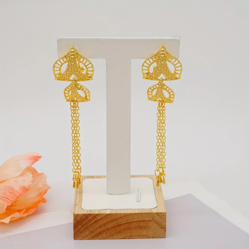 ✨ Exquisite Middle East Africa Dubai Golden Tassel Jewelry Set – Timeless Elegance with Cultural Grace 💛 - DoorAndSteps E Commerce 