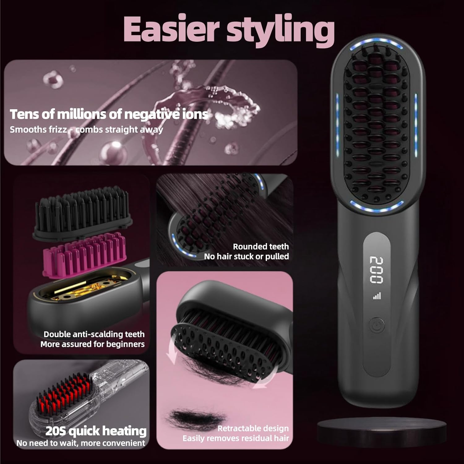 Straight Hair Comb rechargeable - DoorAndSteps E Commerce 