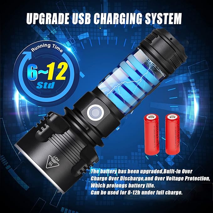 🔦 P90 Super Light Rechargeable Flashlight – Ultra-Bright, Long-Range, and USB Powered ⚡🔋 - DoorAndSteps E Commerce 