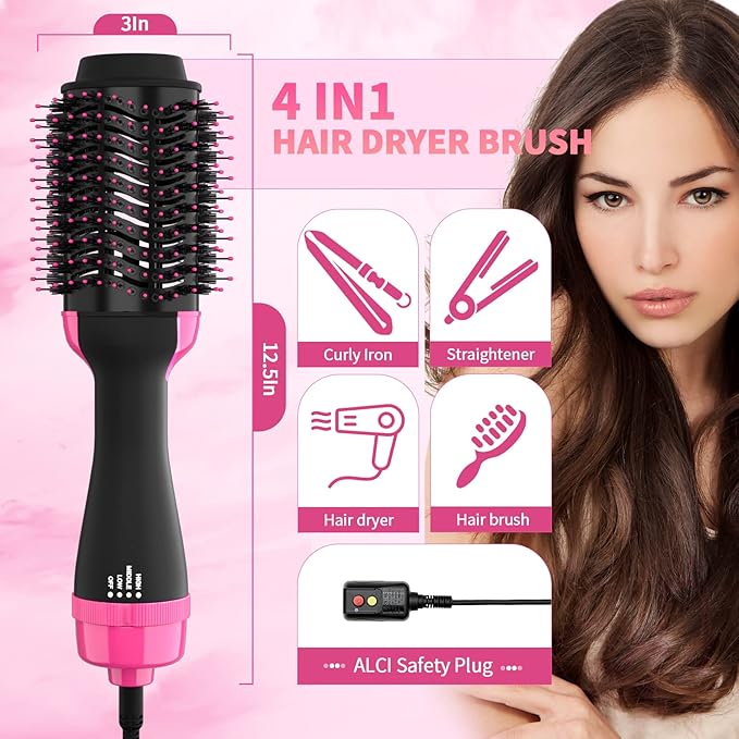💨✨ 2-in-1 Hair Dryer & Styler Brush – Smooth, Volumize & Shine in One Step! 💁‍♀️💖