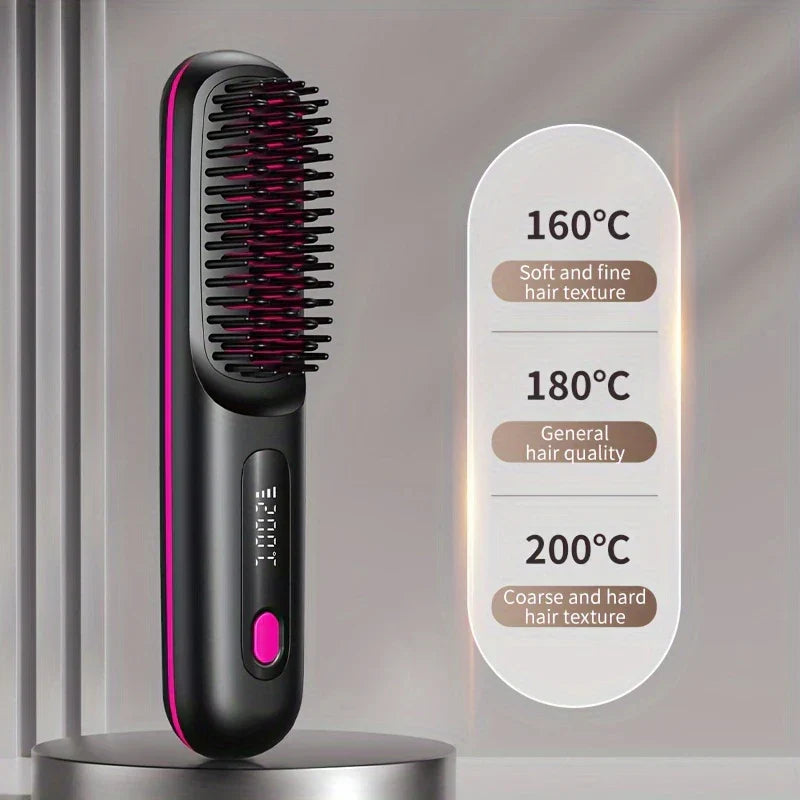 💇‍♀️ Portable & Cordless Hair Straightener Comb – Fast Heating, Anti-Scald Design, LED Display, USB Rechargeable 🔋✨