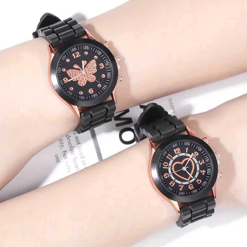 ⏱️ Stylish Couple Watch Set + Magnetic Heart Necklace – A Perfect Gift for Love & Friendship 💖 - DoorAndSteps E Commerce 