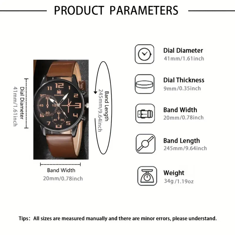 🕰️ 5pcs Men’s Fashion Quartz Watch & Bracelet Set – Sleek Style for the Modern Gentleman 💼✨ - DoorAndSteps E Commerce 
