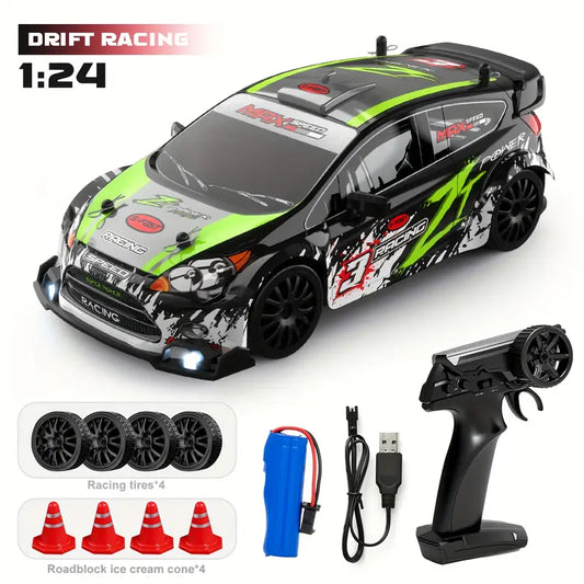 🔥 RC Drift Car 1:24 Mini Scale – High-Speed 20+Km/h Drift Machine 🚗💨 w/ Remote, Drift Tires & Lights - DoorAndSteps E Commerce 