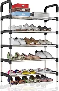 5 Tier Metal Freestanding Shoe Rack - DoorAndSteps E Commerce 