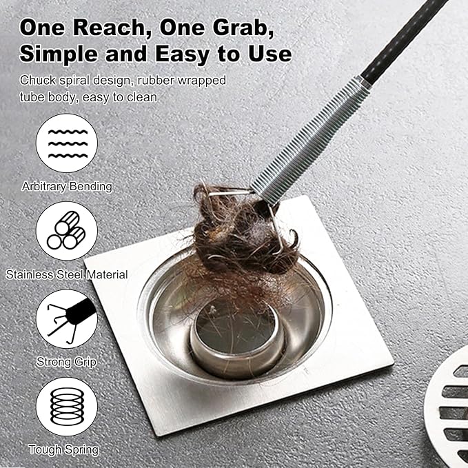 🛠️ Flexible Grabber Pick-Up Tool – 4 Claw Bendable Drain Cleaner for Sink, Toilet & More 💧✨ - DoorAndSteps E Commerce 