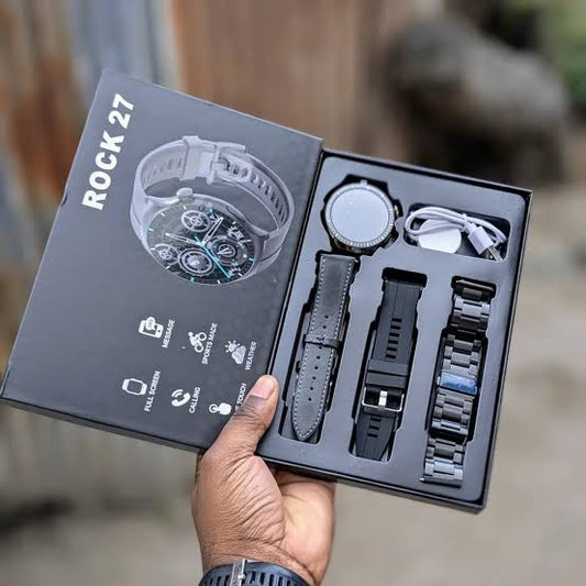 ROCK 27 hd round display stainless steeel smartwatch - DoorAndSteps E Commerce 
