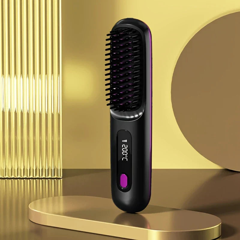 💇‍♀️ Portable & Cordless Hair Straightener Comb – Fast Heating, Anti-Scald Design, LED Display, USB Rechargeable 🔋✨