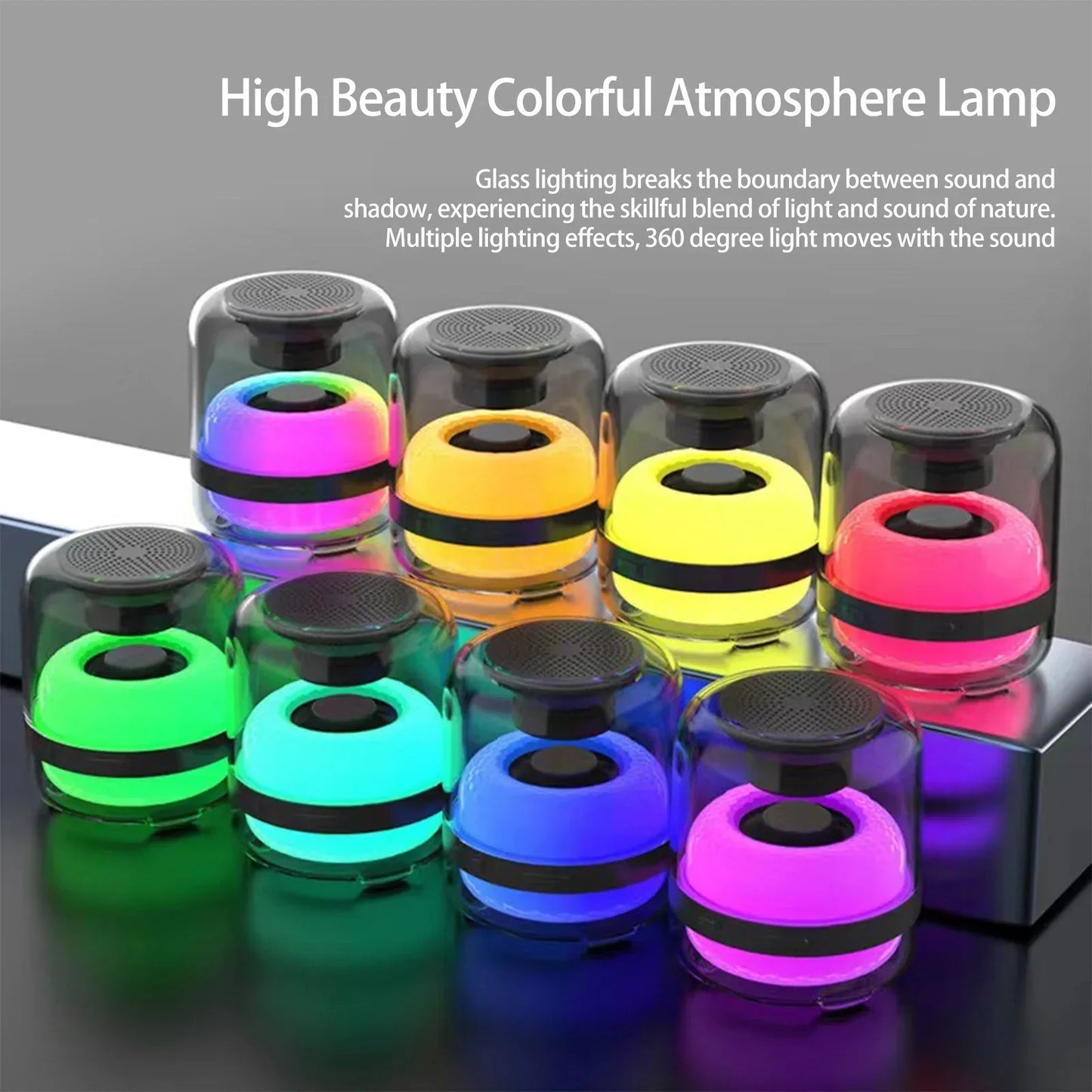 🔊 Colorful LED Glass Light Bluetooth Speaker – Transparent Case, Deep Bass Subwoofer, Portable Outdoor Audio 🌈🎶 - DoorAndSteps E Commerce 