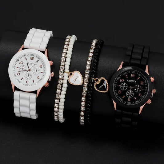 ⏱️ Stylish Couple Watch Set + Magnetic Heart Necklace – A Perfect Gift for Love & Friendship 💖 - DoorAndSteps E Commerce 