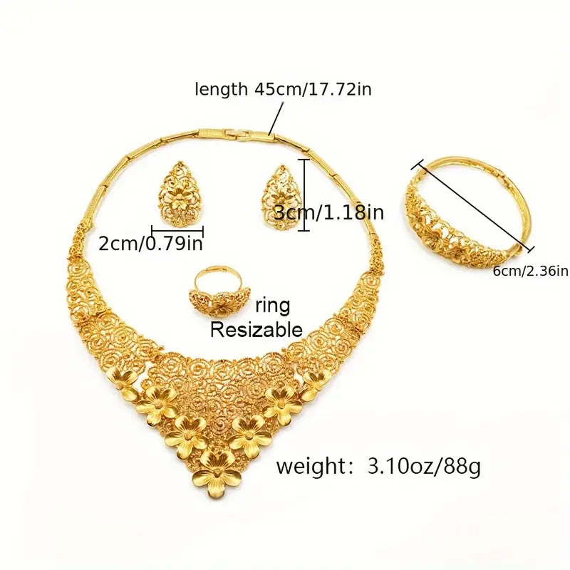 💛 24K Gold Plated Wedding Jewelry Set – Elegant 5-Piece Bridal Glam 💍✨ - DoorAndSteps E Commerce 