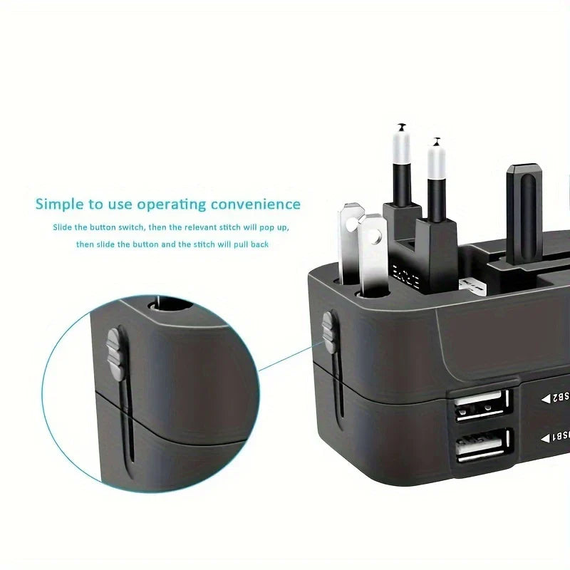 🔌 Universal Travel Adapter with Surge Protection – All-in-One International Plug Converter for 150+ Countries – Smart Charging & Surge Guard - DoorAndSteps E Commerce 