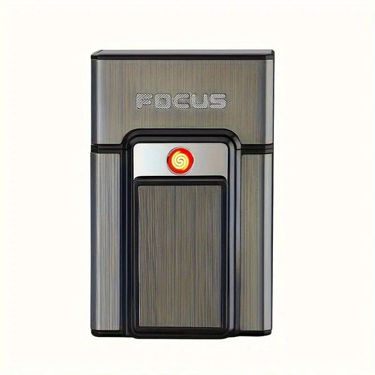🔥 2-in-1 Aluminum Cigarette Case with USB Rechargeable Lighter – Style Meets Convenience! - DoorAndSteps E Commerce 