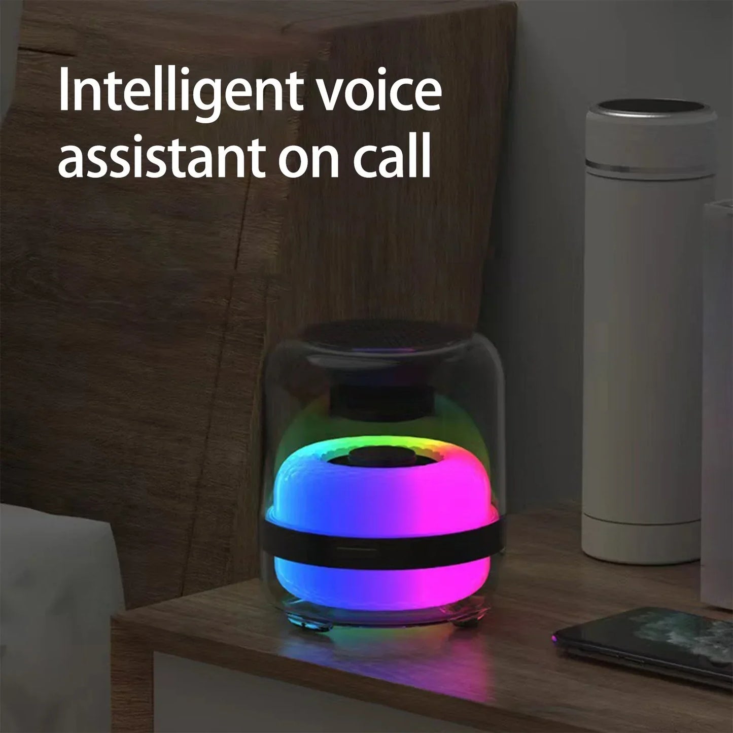 🔊 Colorful LED Glass Light Bluetooth Speaker – Transparent Case, Deep Bass Subwoofer, Portable Outdoor Audio 🌈🎶 - DoorAndSteps E Commerce 