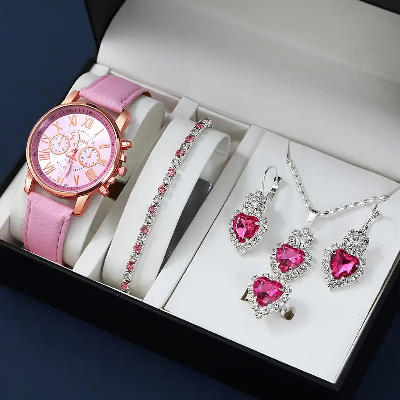 💖 Complete 5-in-1 Gift Set for Women – Timeless Elegance with a Sparkle of Love+ giftbox - DoorAndSteps E Commerce 