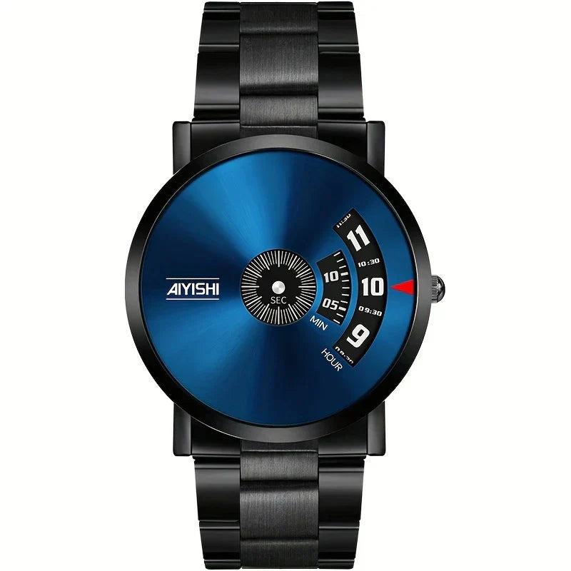 🕒 Men's Sleek Black Dial Quartz Watch – Where Style Meets Functionality
