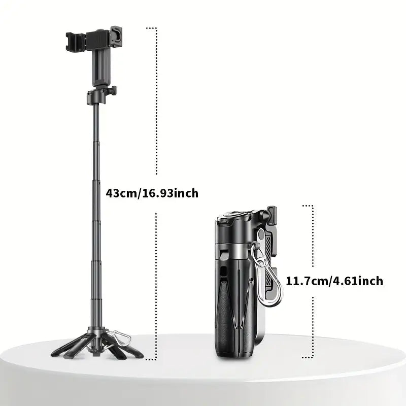📸 Compact Wireless Travel Selfie Stick – Built-in Mic, Remote, Rechargeable & Sleek Grip 🎒📱 - DoorAndSteps E Commerce 