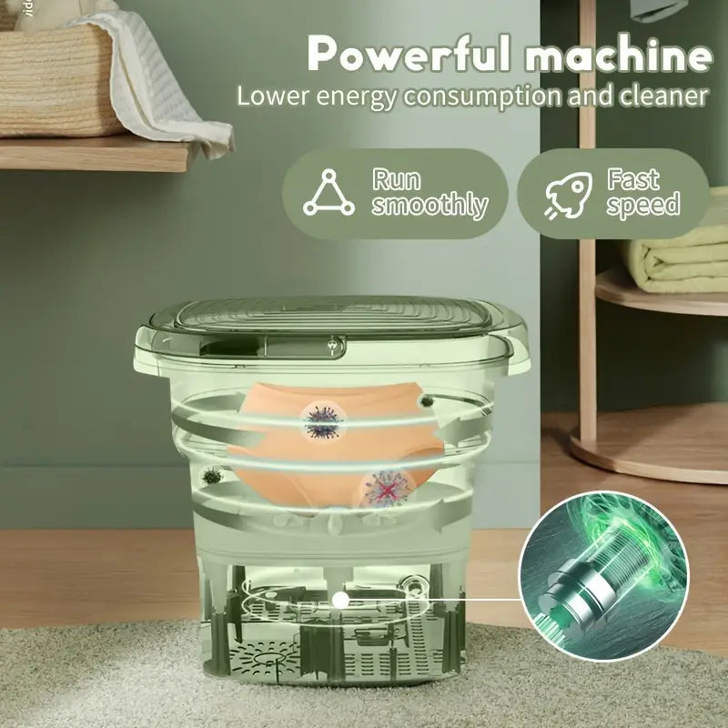 Compact Foldable Mini Washing Machine – Perfect for Baby Clothes, Underwear & Travel Use