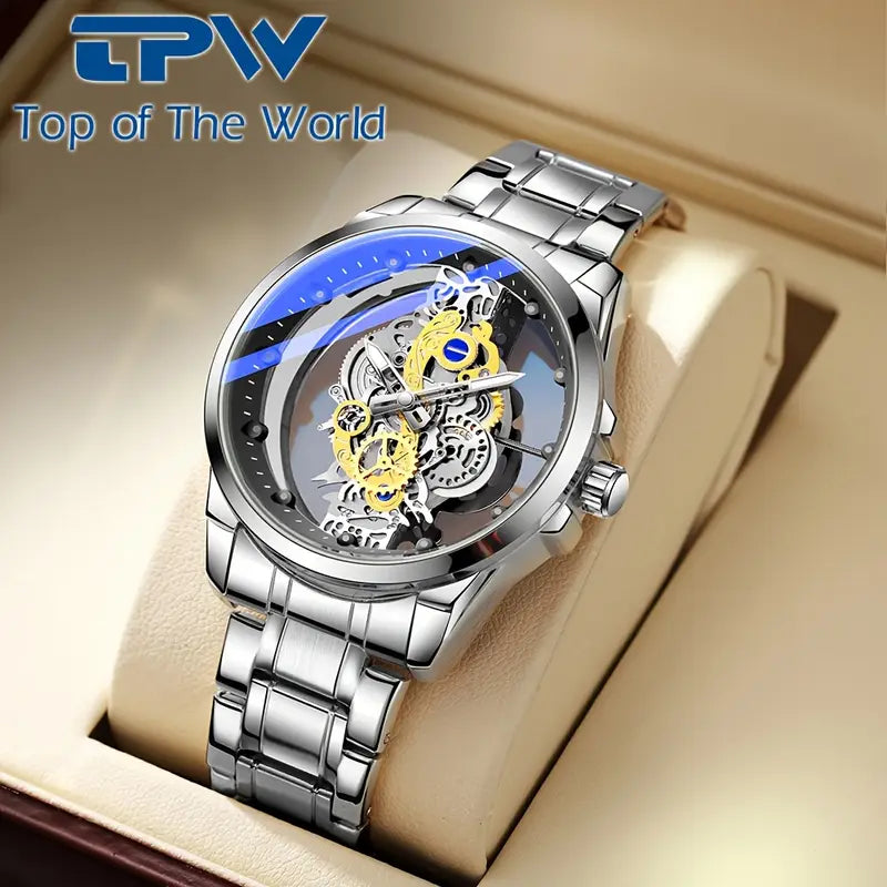 🕰️ TPW Elegant Men's Quartz Watch – Durable Steel Strap | Timeless Design | Everyday Class 🎁 - DoorAndSteps E Commerce 