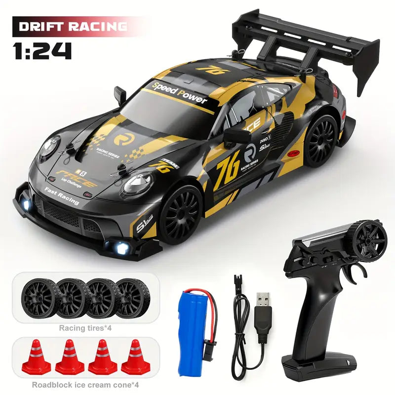 🔥 RC Drift Car 1:24 Mini Scale – High-Speed 20+Km/h Drift Machine 🚗💨 w/ Remote, Drift Tires & Lights - DoorAndSteps E Commerce 