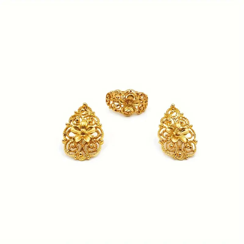 💛 24K Gold Plated Wedding Jewelry Set – Elegant 5-Piece Bridal Glam 💍✨ - DoorAndSteps E Commerce 