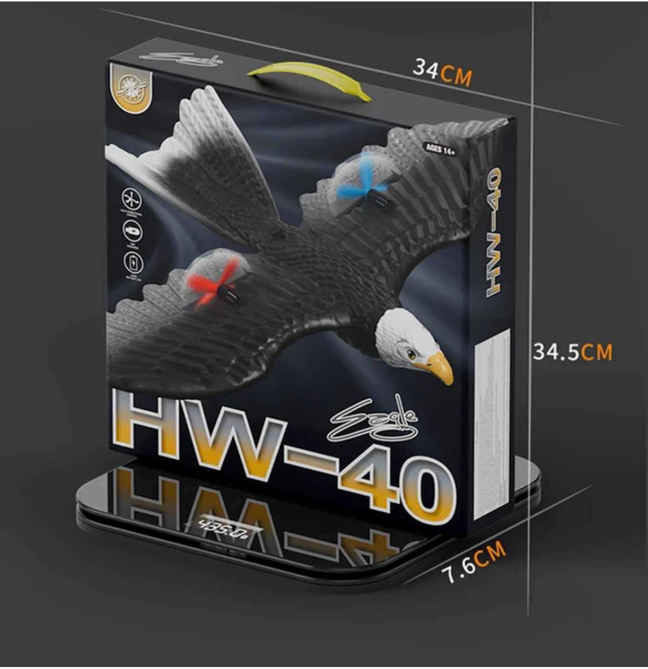🦅 HW-40 Remote Control Eagle Drone – Realistic Flying Bird Toy with Dual Propellers (Ages 14+) - DoorAndSteps E Commerce 
