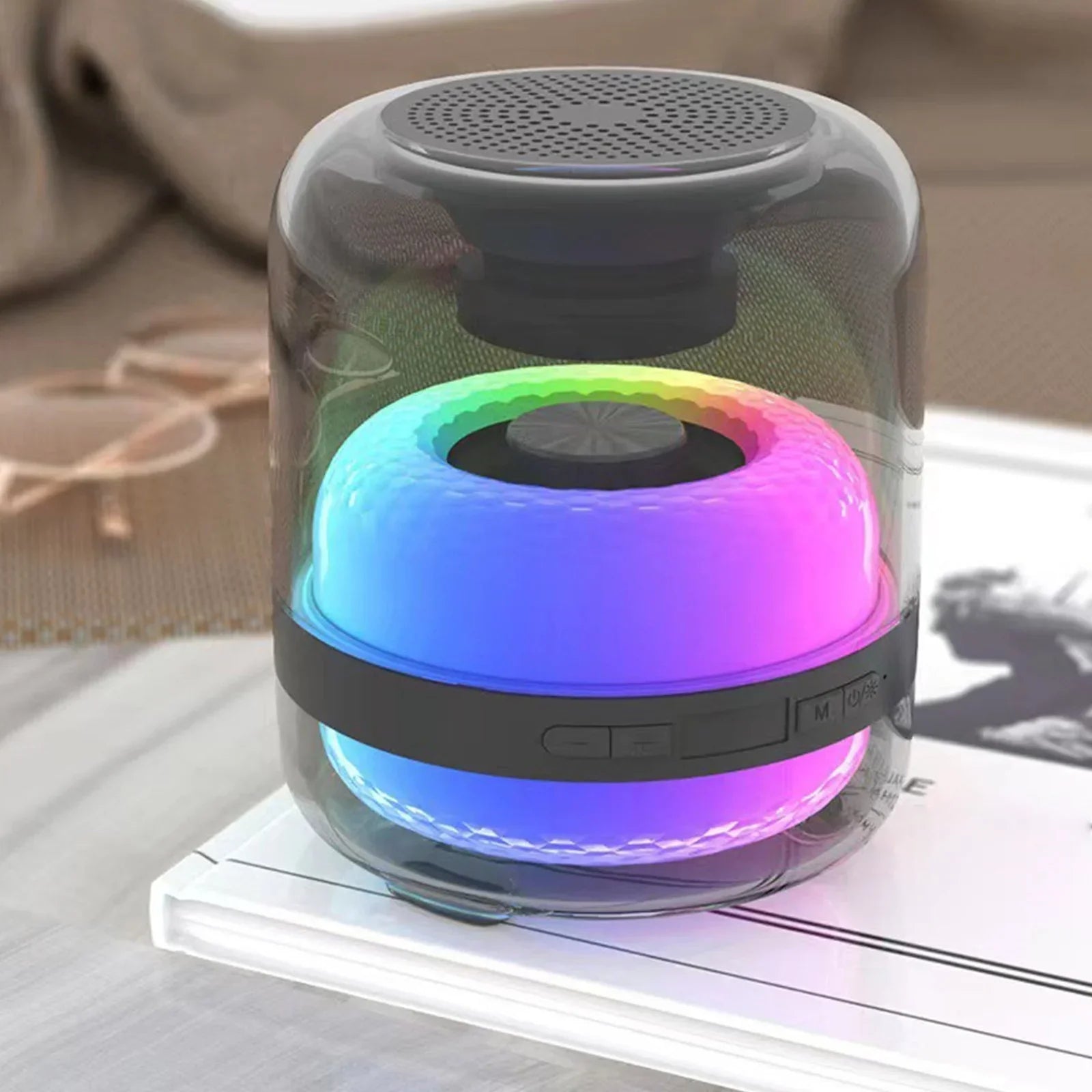 🔊 Colorful LED Glass Light Bluetooth Speaker – Transparent Case, Deep Bass Subwoofer, Portable Outdoor Audio 🌈🎶 - DoorAndSteps E Commerce 