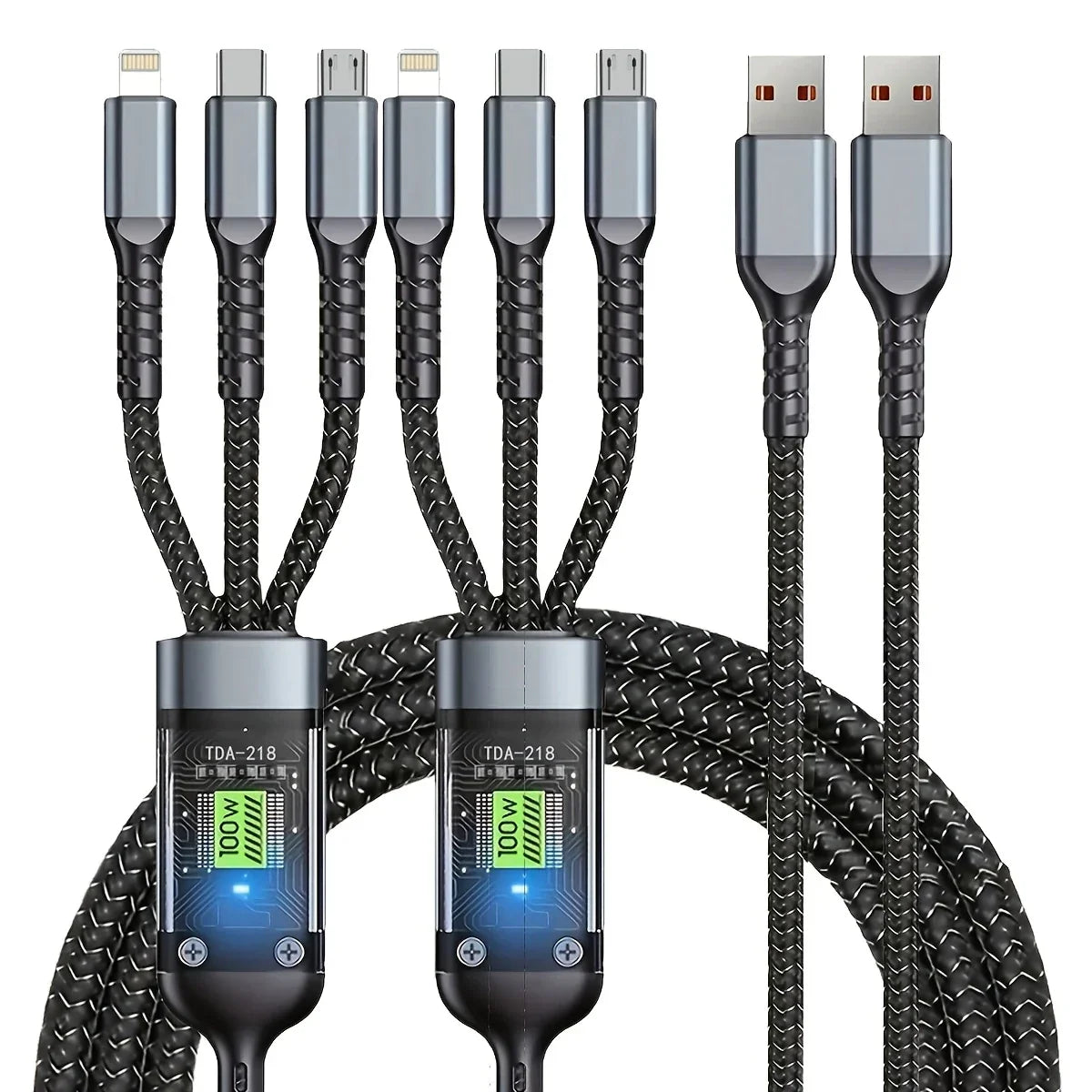 🔌3-in-1 Fast Charging Cable with LED Display – 100W Power, Universal USB Type-C, Micro & Lightning Support - DoorAndSteps E Commerce 