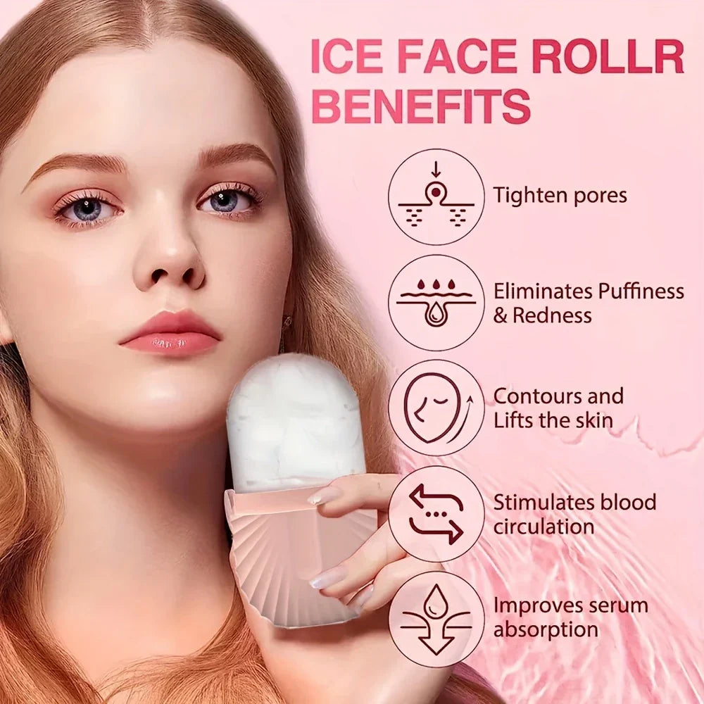 ❄️ Ice Face Roller – Reusable Facial Massager for Puffiness Relief, Skin Glow, and Contour Care 🌿✨ - DoorAndSteps E Commerce 
