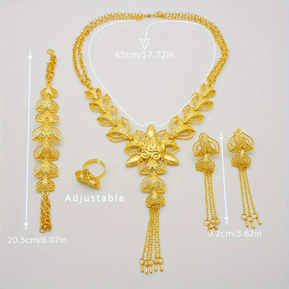 ✨ Exquisite Middle East Africa Dubai Golden Tassel Jewelry Set – Timeless Elegance with Cultural Grace 💛 - DoorAndSteps E Commerce 