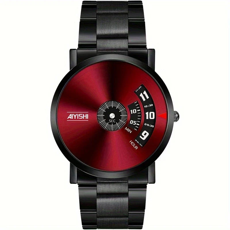🕒 Men's Sleek Black Dial Quartz Watch – Where Style Meets Functionality