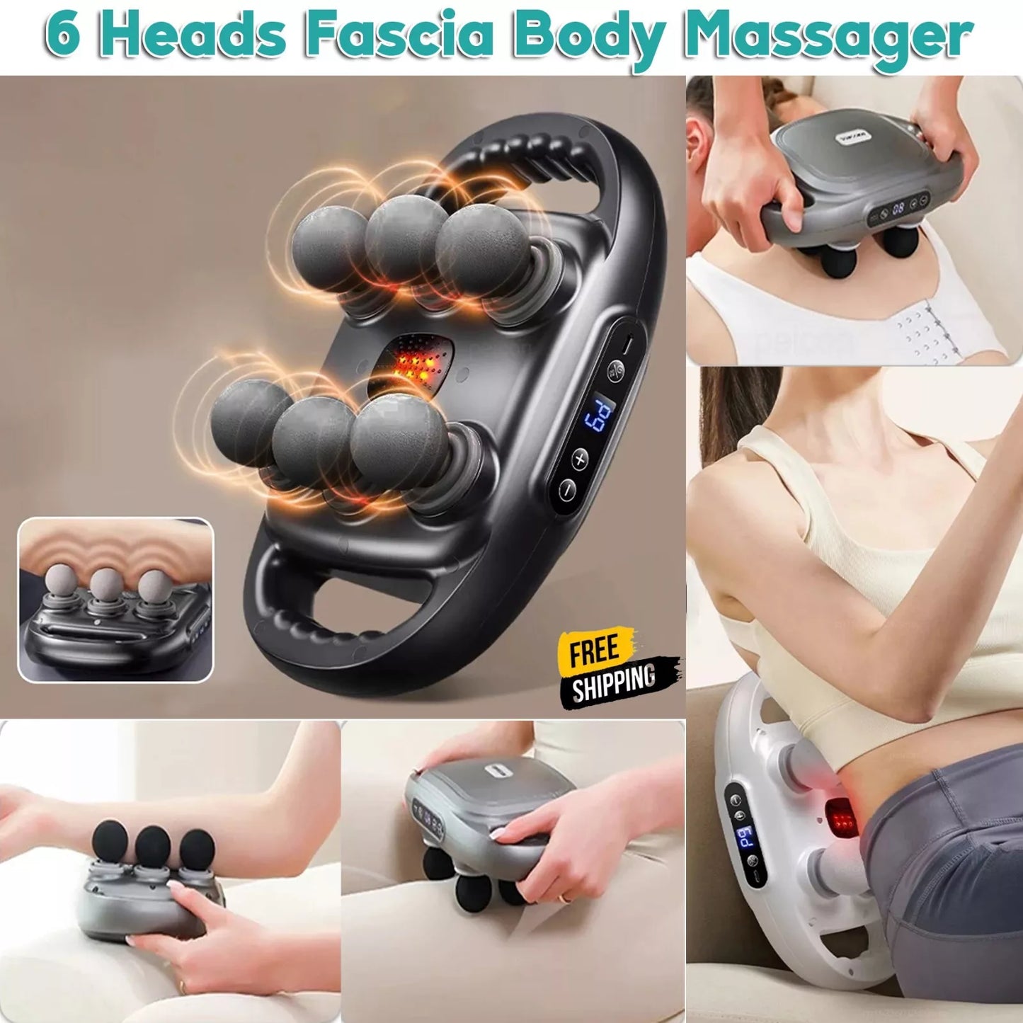 🔋 Rechargeable 6-Head Facial Gun – Spa Treatment at Home