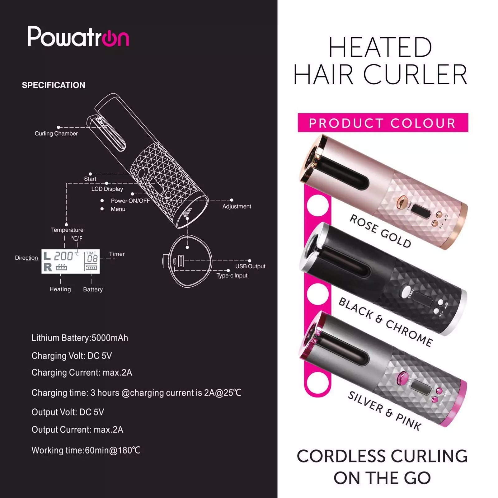 Crazy Beauty Cordless Automatic Wireless Hair Curler Rotating handheld - DoorAndSteps E Commerce 