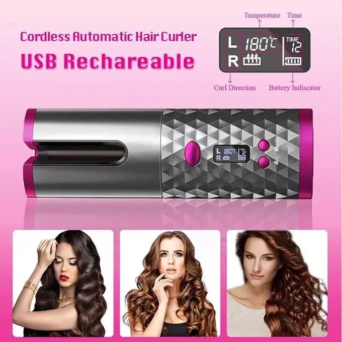 Crazy Beauty Cordless Automatic Wireless Hair Curler Rotating handheld - DoorAndSteps E Commerce 